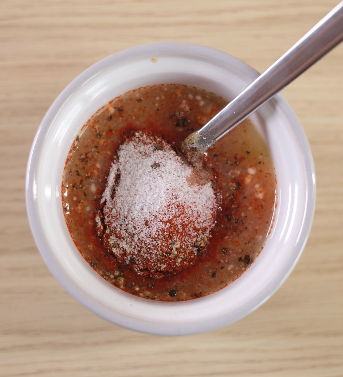 Greek yogurt dressing with sriracha, mustard, lime juice and spices before mixing